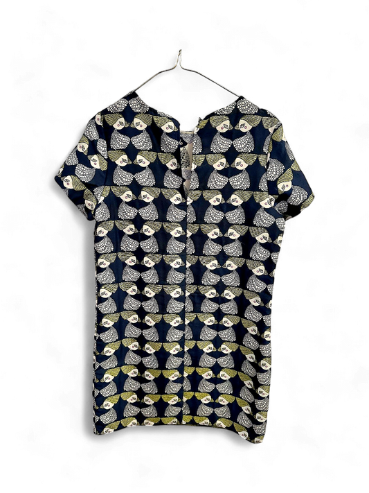 Chic Cotton Owl Print Short Sleeve Blouse